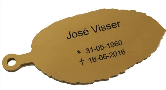 Graverad plastskylt 5 x 1 cm, 0,8 mm tjocklek, 2-f&#228;rgad